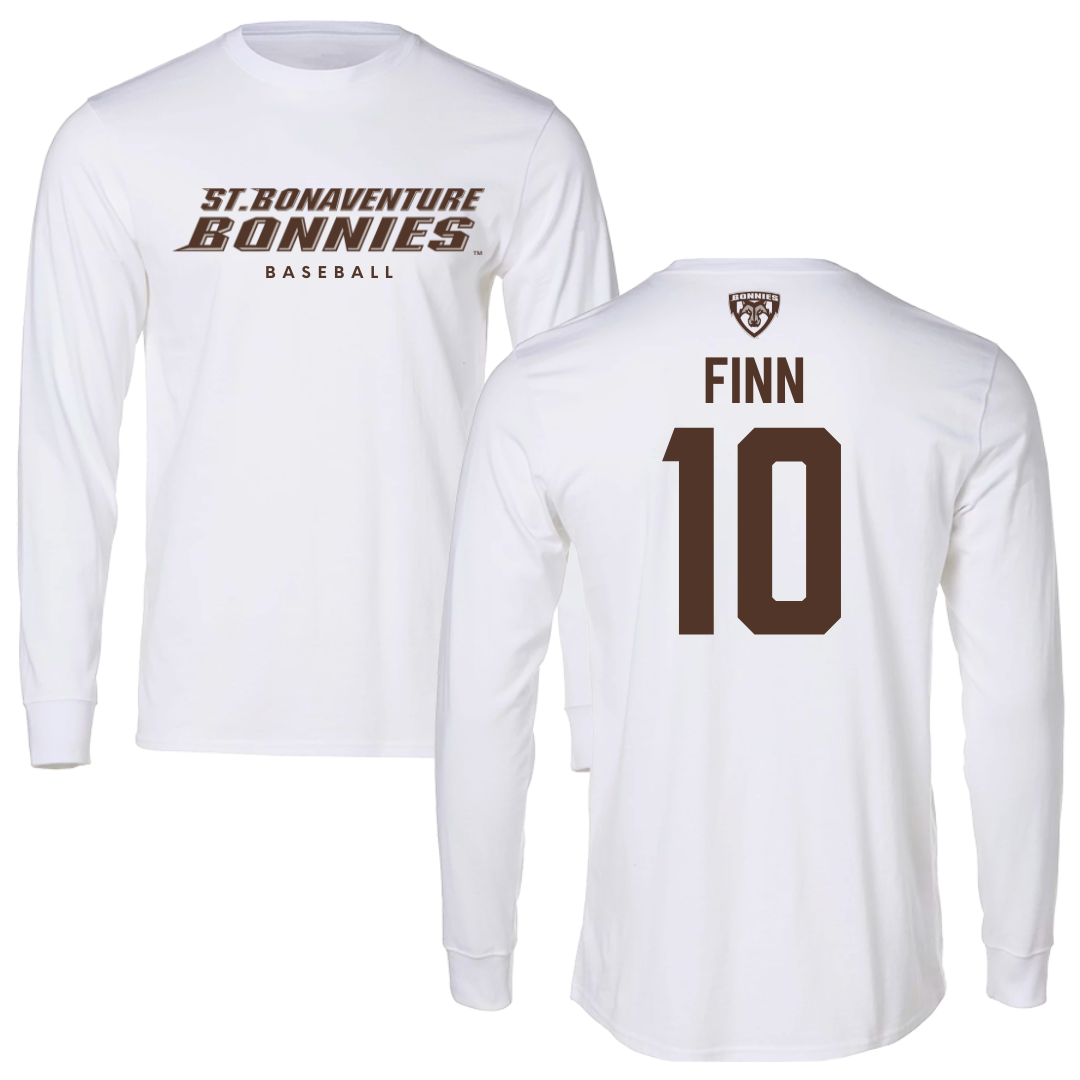 St. Bonaventure University Baseball White Performance Long Sleeve - #10 Bobby Finn