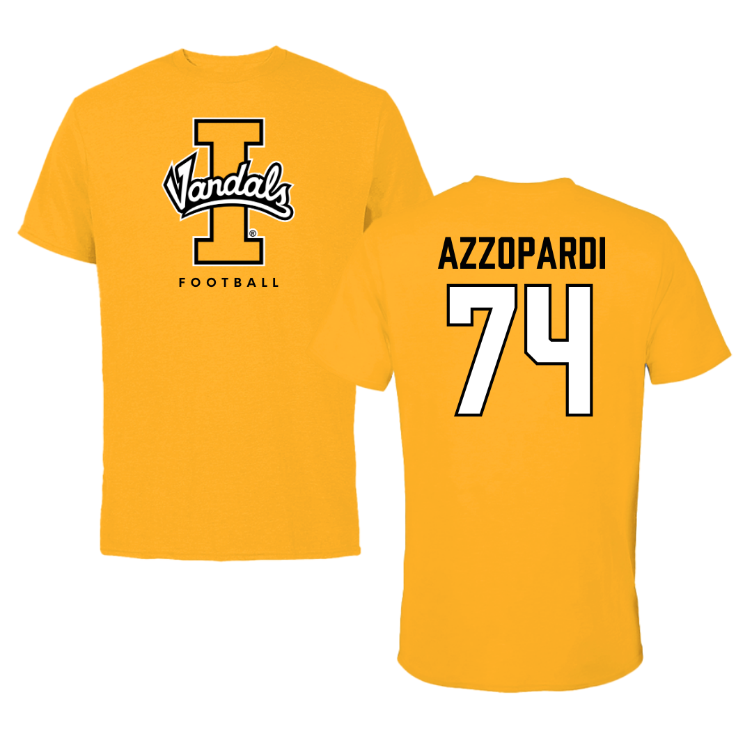 University of Idaho Football Gold Tee - #74 Nate Azzopardi