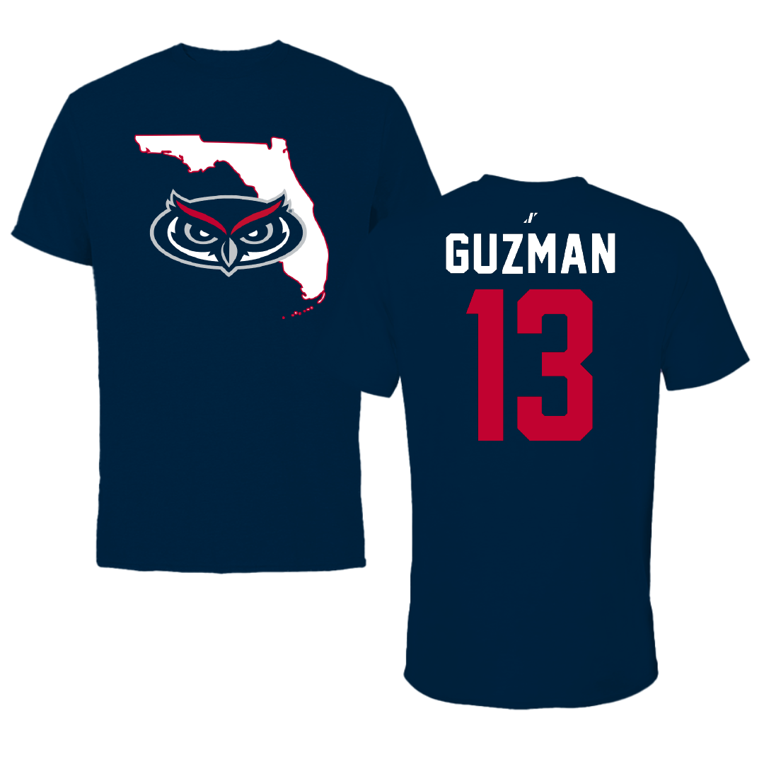 Florida Atlantic University Softball Navy State Performance Tee - #13 Yani Guzman