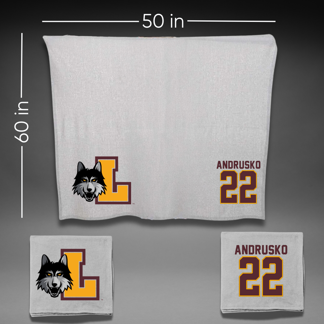Loyola University-Chicago Soccer Gray Blanket - #22 Matthew Andrusko
