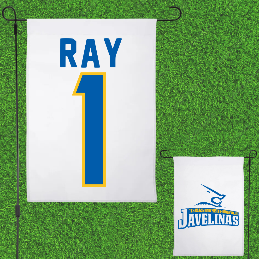 Texas A&M University-Kingsville Basketball White Garden Flag - #1 Shelby Ray