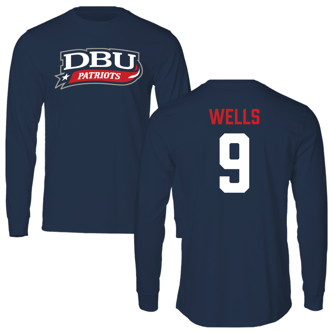 Dallas Baptist University Volleyball Navy Performance Long Sleeve - #9 Karly Wells