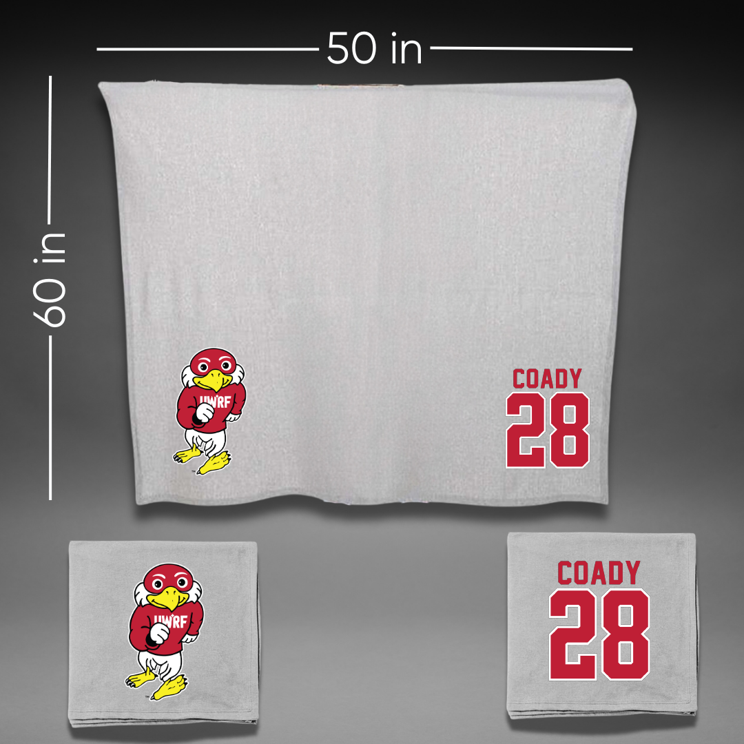 University of Wisconsin-River Falls Ice Hockey Gray Blanket - #28 Gibb Coady