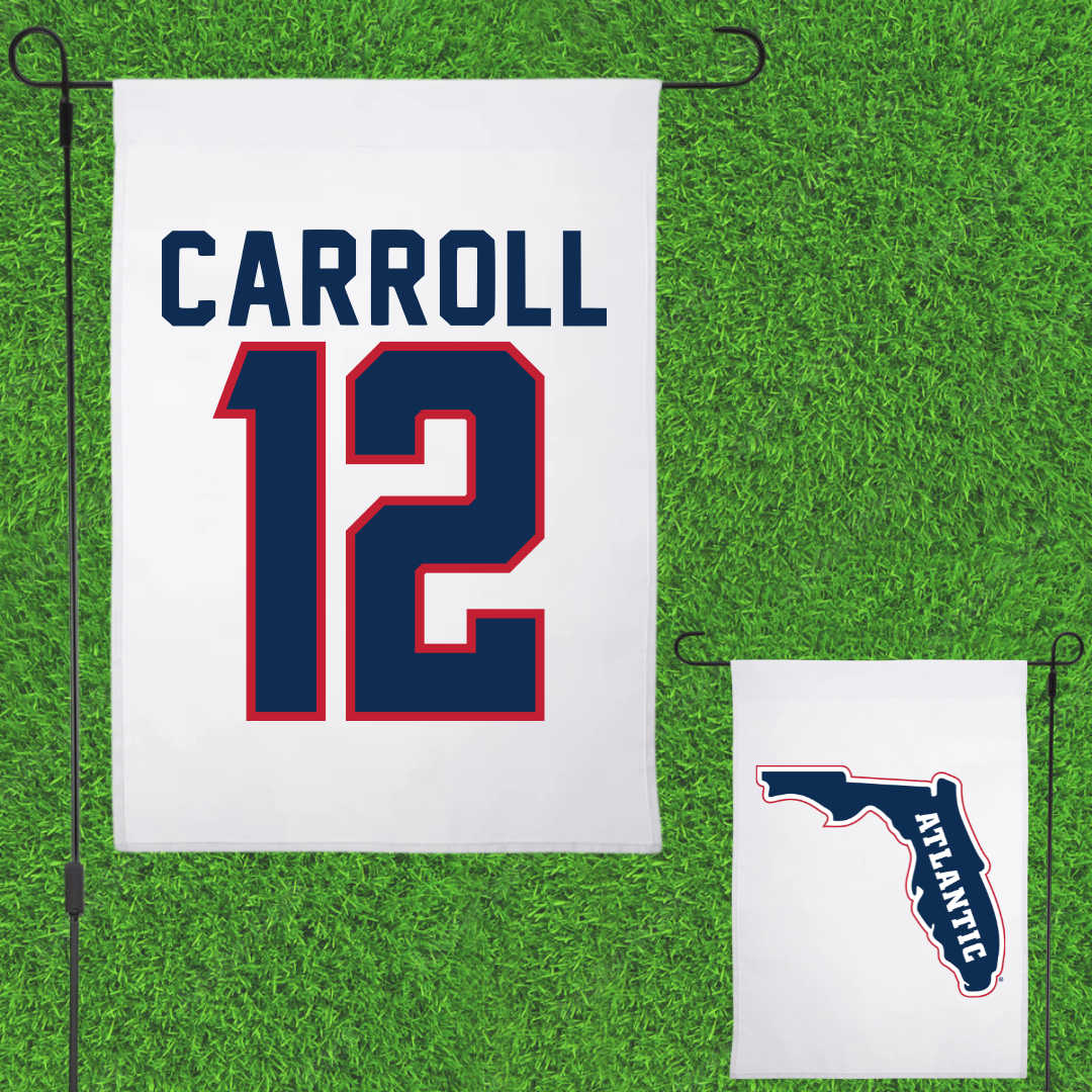 Florida Atlantic University Basketball White Garden Flag - #12 Tre Carroll