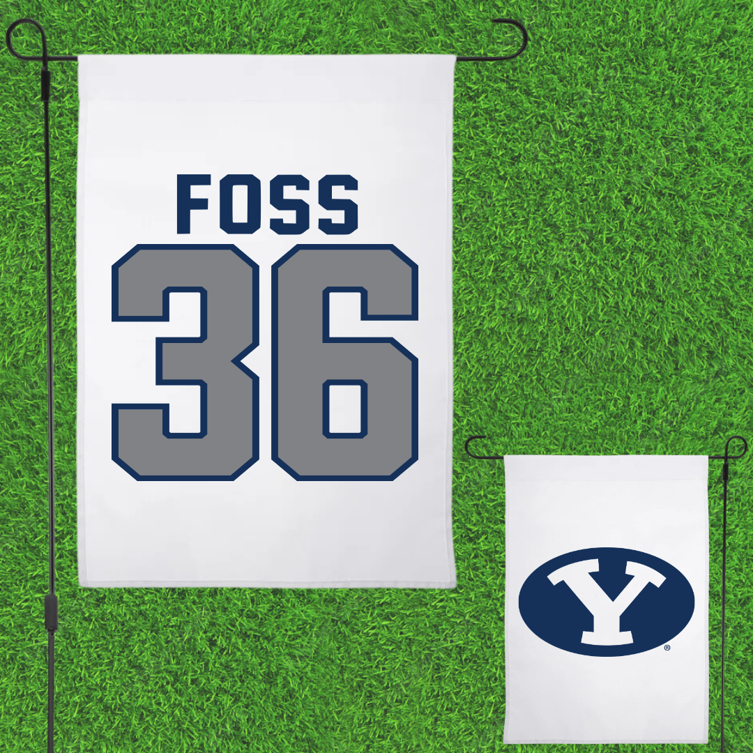 Brigham Young University Baseball White Garden Flag - #36 Carter Foss