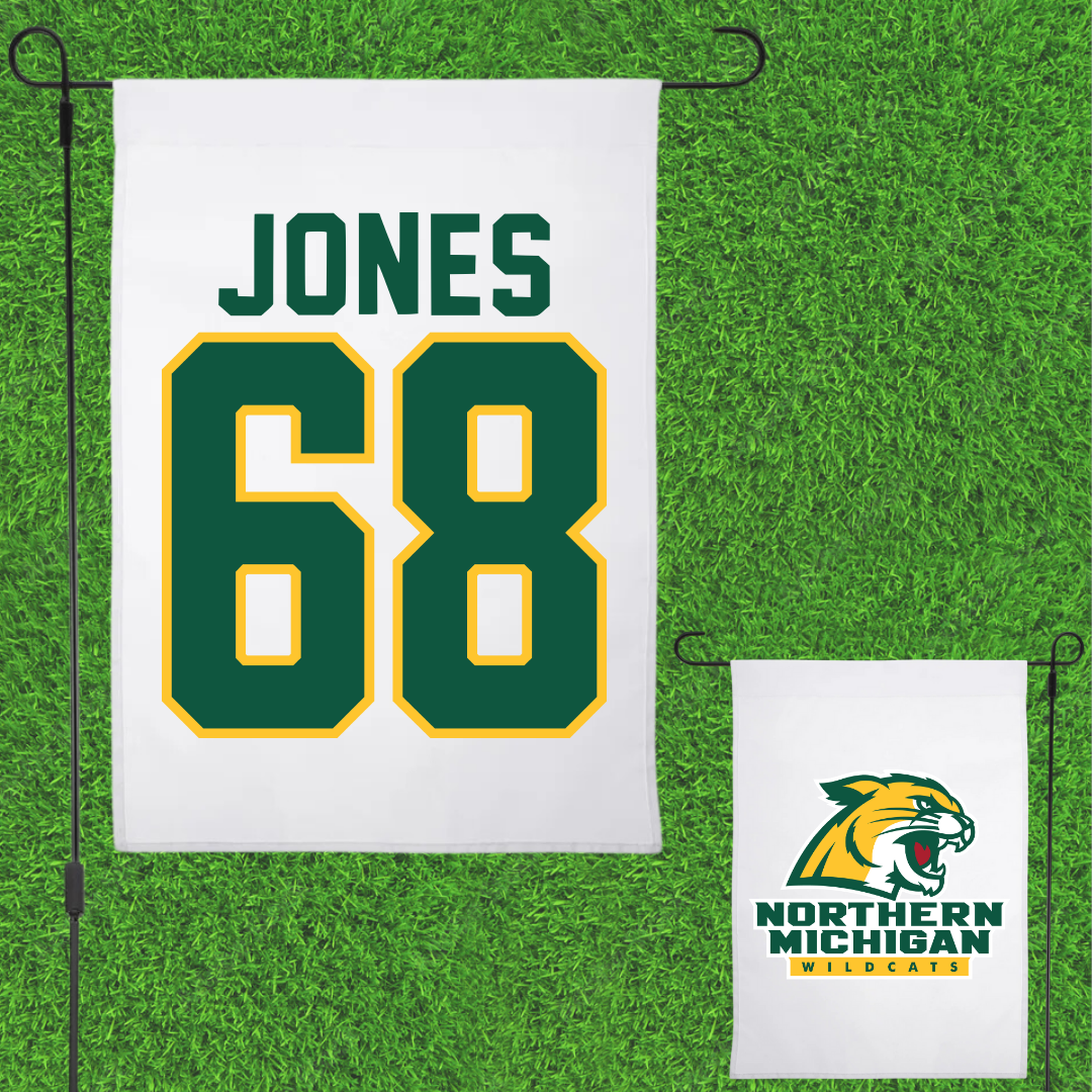Northern Michigan University Football White Garden Flag - #68 Tommy Jones