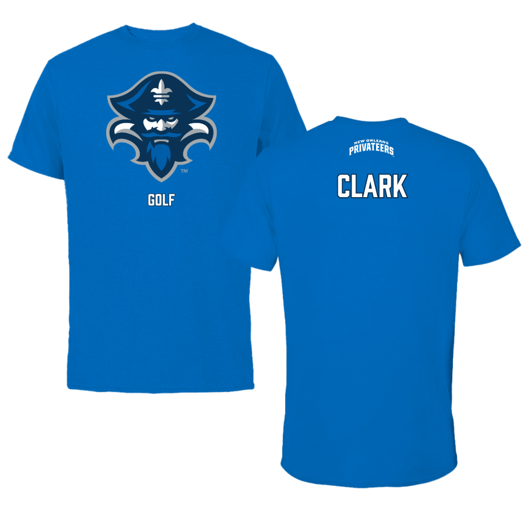 University of New Orleans Golf Blue Mascot Performance Tee - Canon Clark