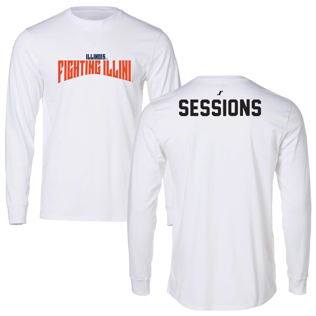 University of Illinois Swimming & Diving White Classic Performance Long Sleeve - Kylee Sessions
