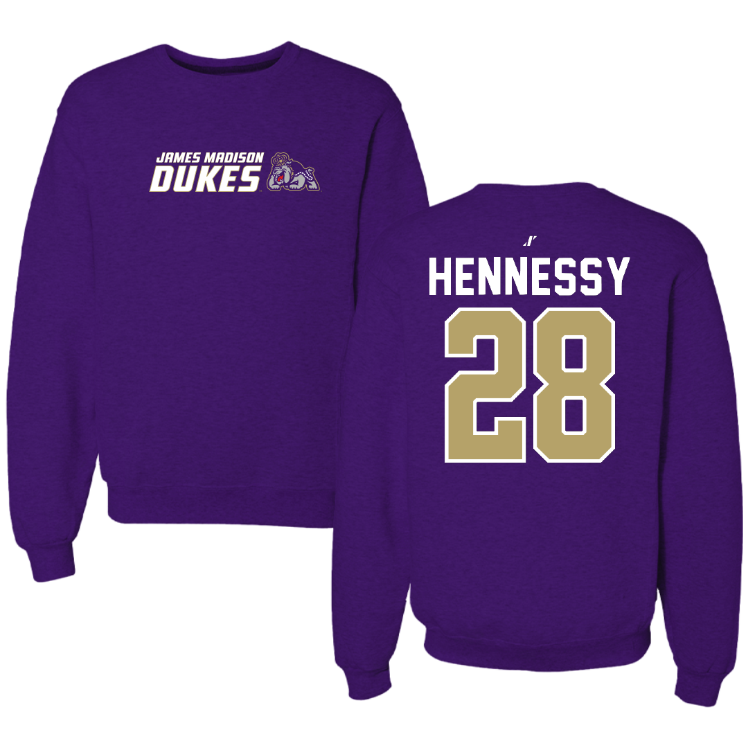 James Madison University Softball Purple General Crewneck - #28 Hannah Hennessy