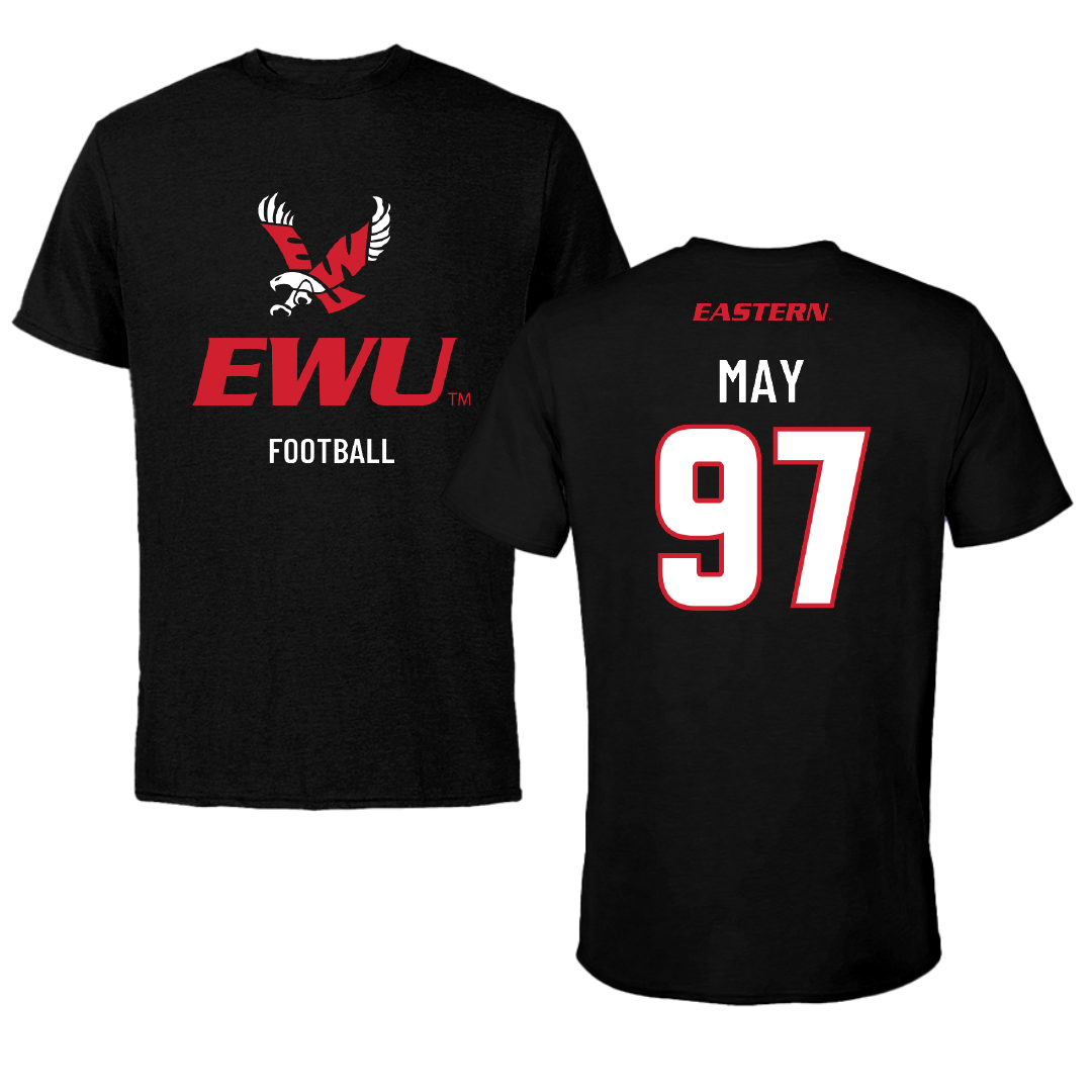 Eastern Washington University Football Black EWU Performance Tee - #97 Tariq May