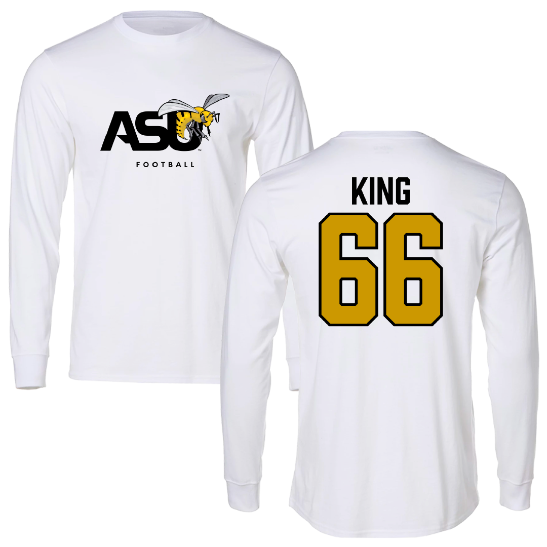 Alabama State University Football White Long Sleeve - #66 Darrius King