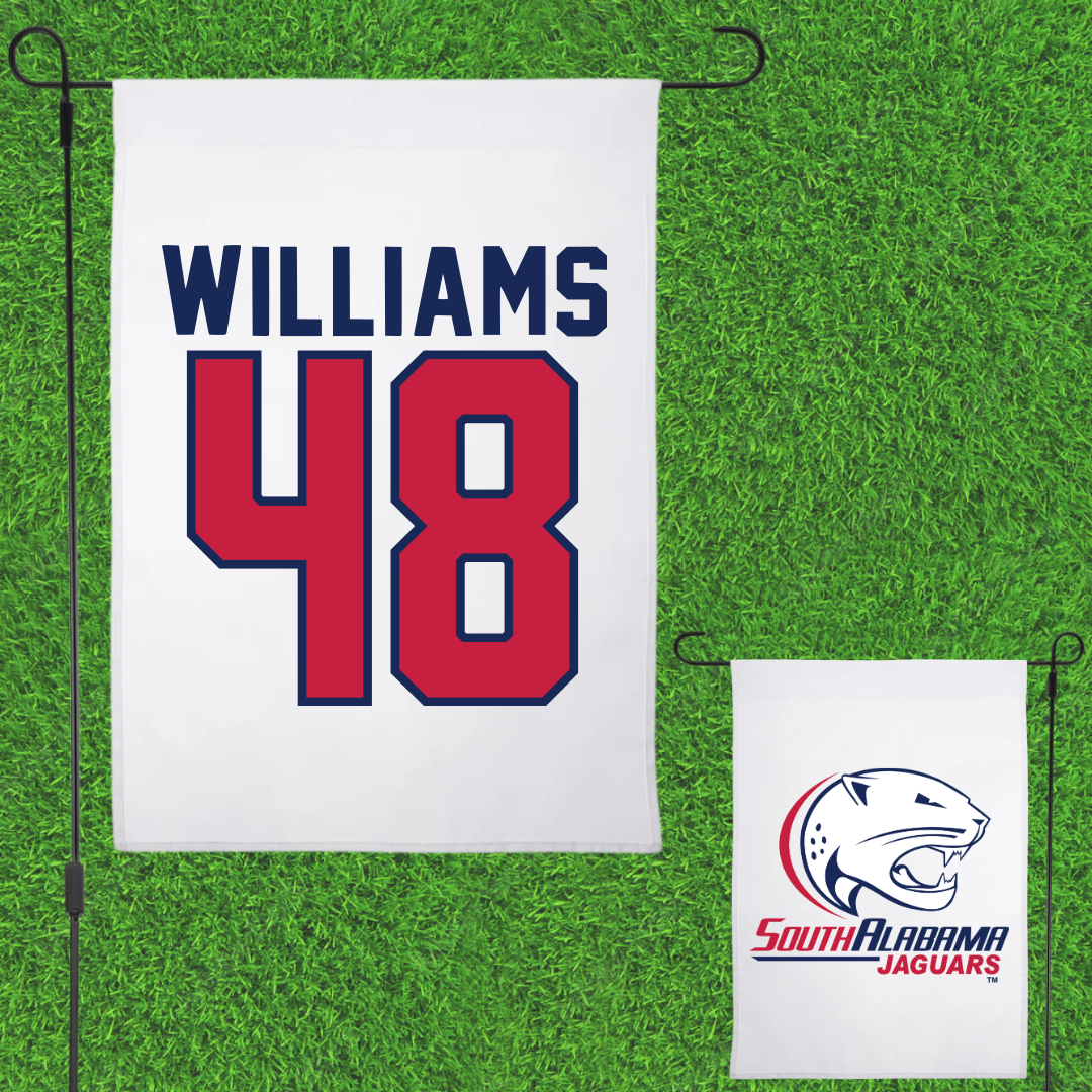 University of South Alabama Football White Garden Flag - #48 Jordan Williams