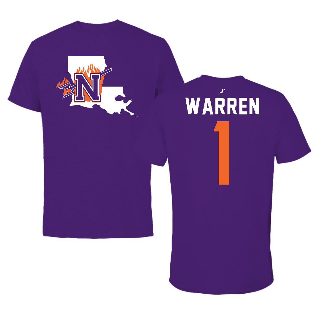 Northwestern State University Basketball Purple State Performance Tee - #1 JT Warren