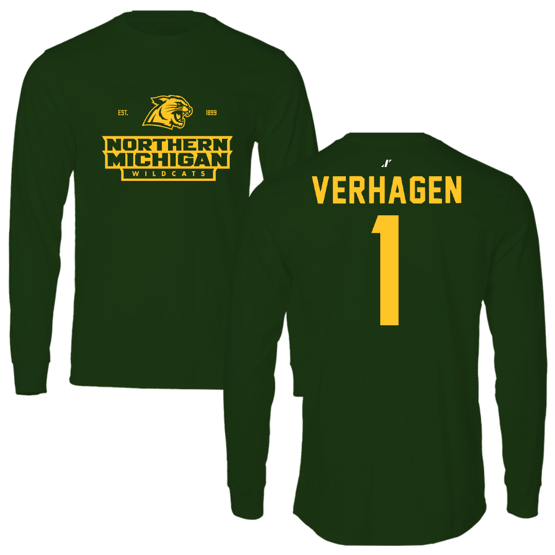 Northern Michigan University Basketball Forest Green General Long Sleeve - #1 Casey Verhagen