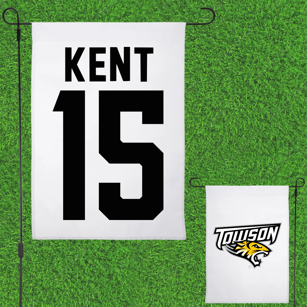 Towson University Football White Garden Flag - #15 Nathan Kent