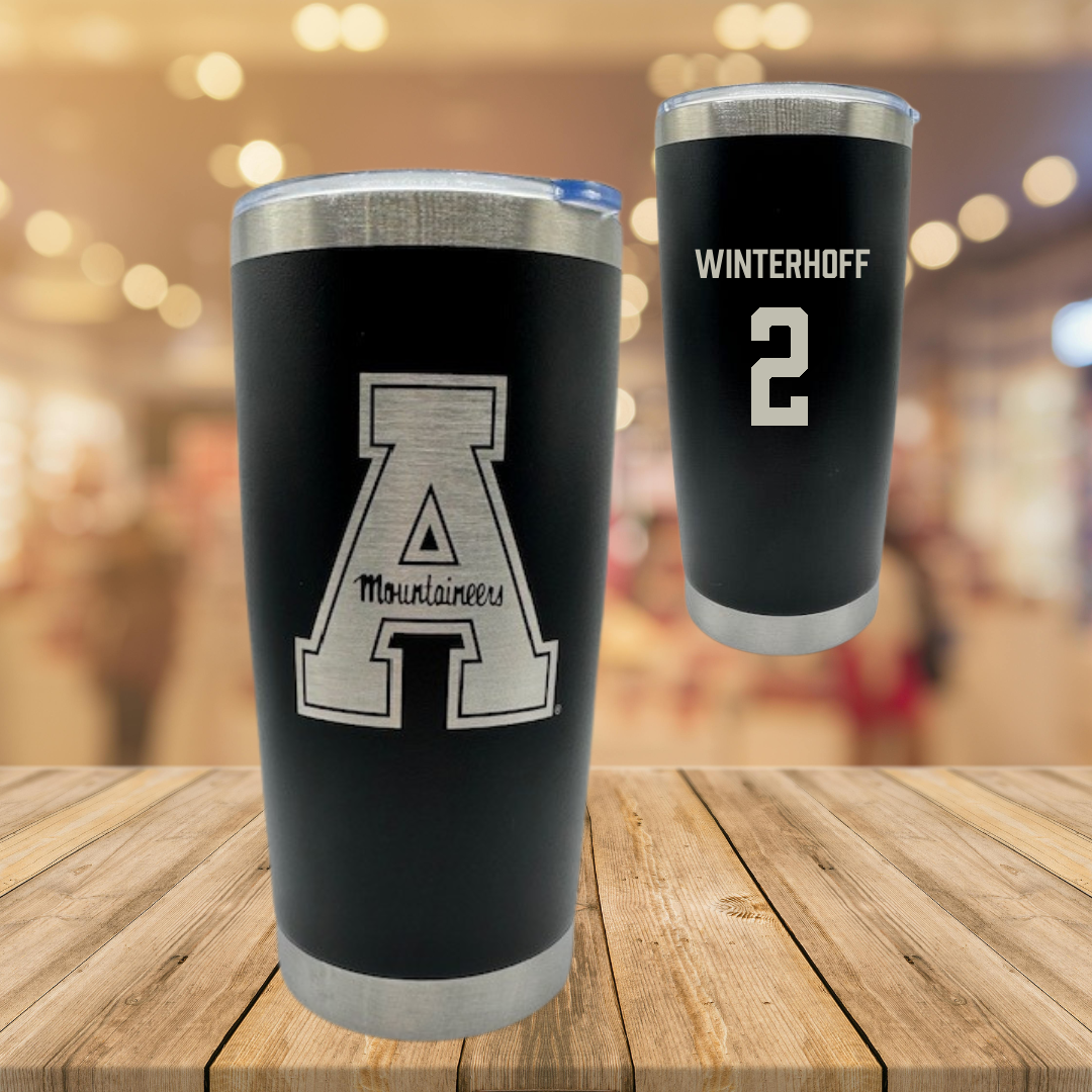 Appalachian State University Volleyball Black Stainless Steel Tumbler - #2 Maya Winterhoff