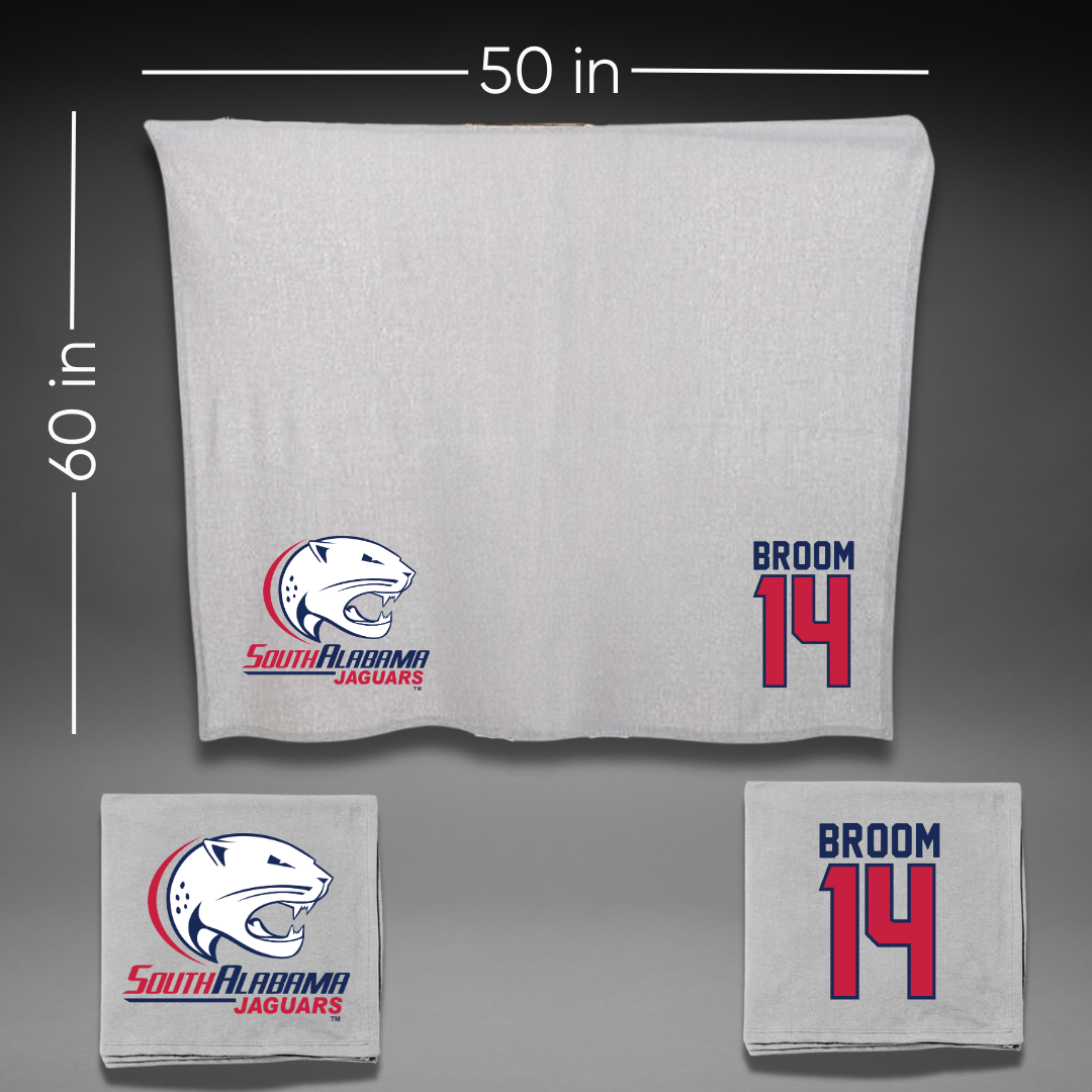 University of South Alabama Basketball Gray Blanket - #14 John Broom
