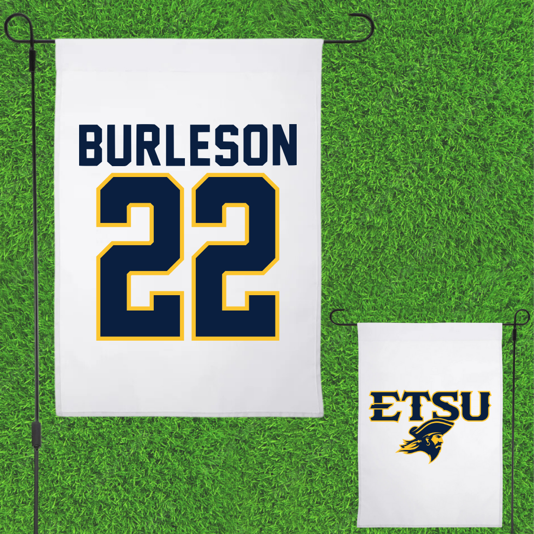 East Tennessee State University Soccer White Garden Flag - #22 Megan Burleson