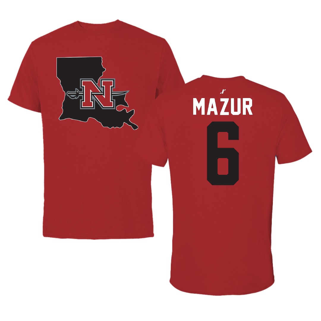 Nicholls State University Soccer Canvas Red State Tee - #6 Lillie Mazur