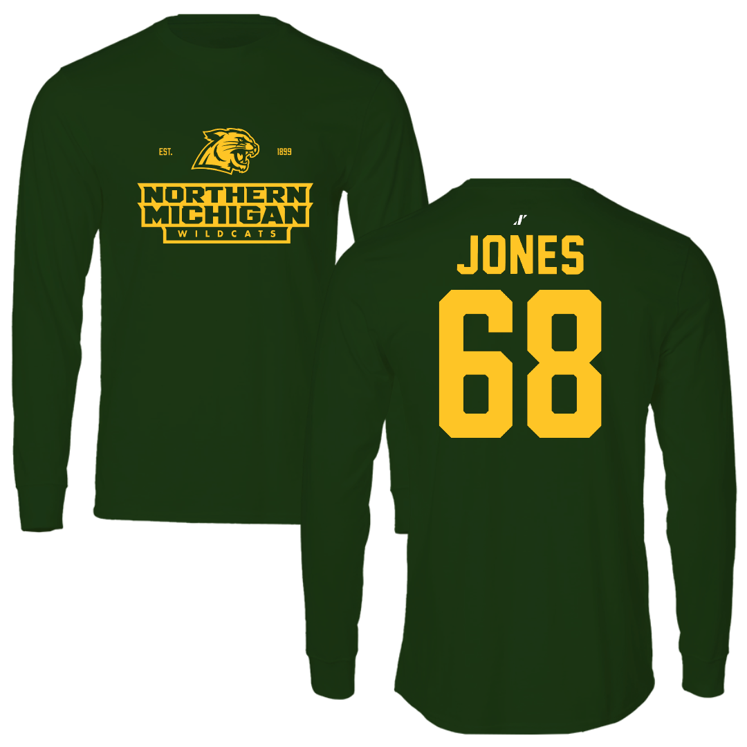 Northern Michigan University Football Forest Green General Long Sleeve - #68 Tommy Jones