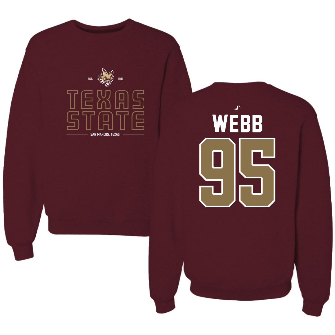 Texas State University Football Maroon General Crewneck - #95 Terry Webb