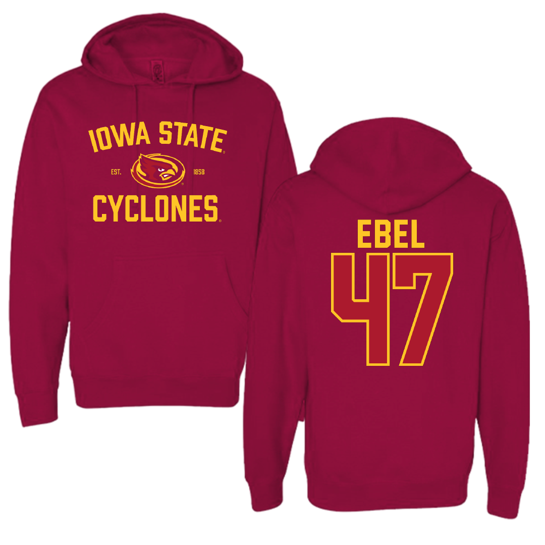 Iowa State University Football Cardinal General Hoodie - #47 Kooper Ebel