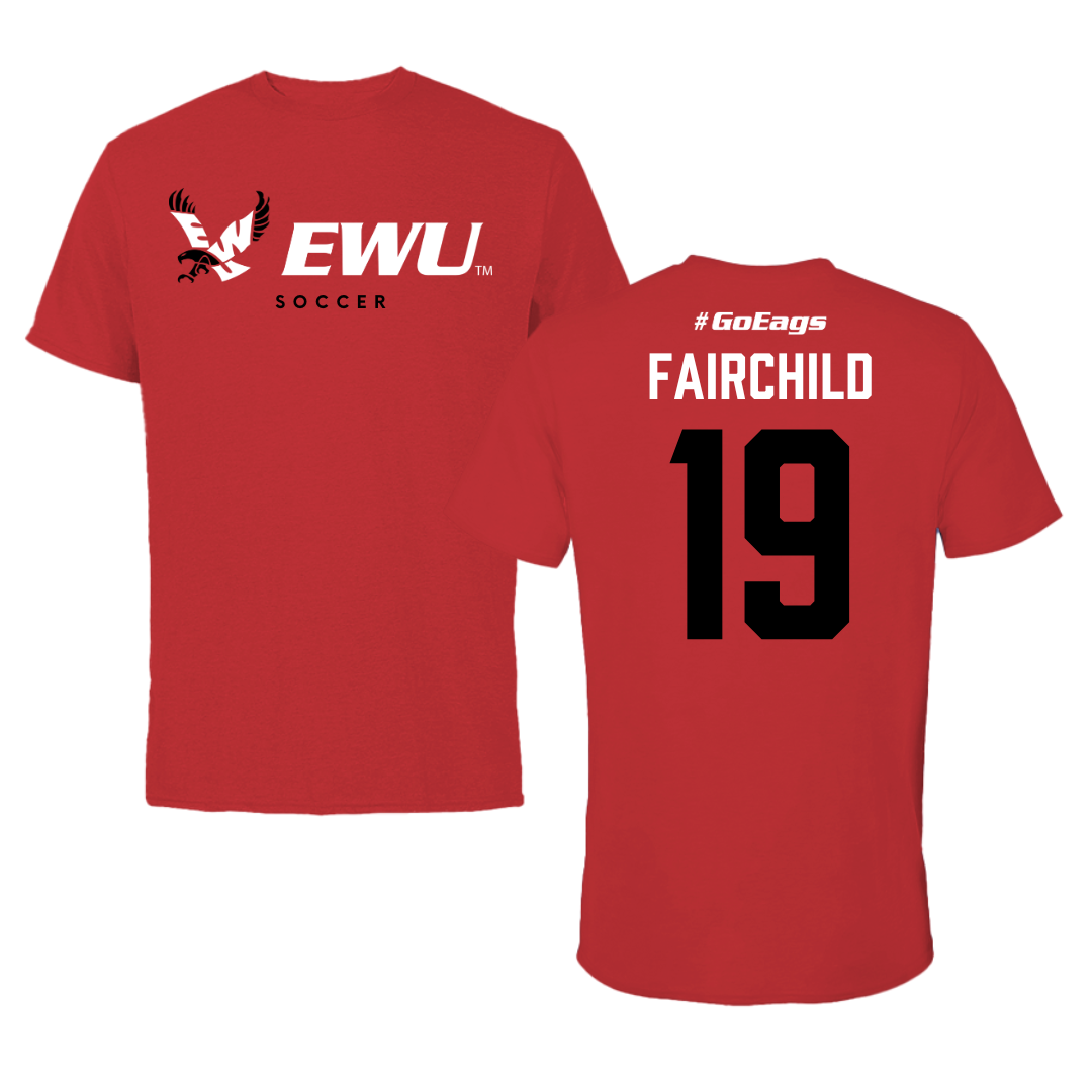 Eastern Washington University Soccer Red Block Tee - #19 Chloe Fairchild