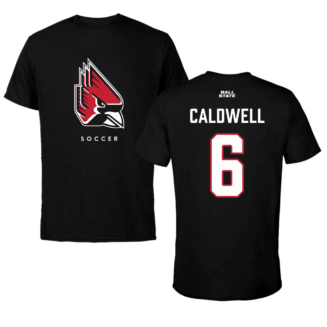 Ball State University Soccer Black Performance Tee - #6 Delaney Caldwell