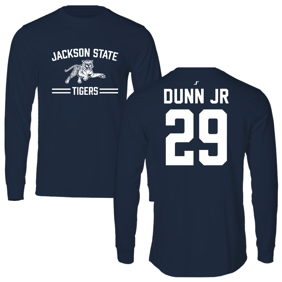 Jackson State University Football Navy General Long Sleeve - #29 Frankie Dunn Jr