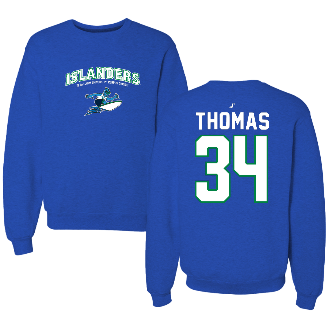 Texas A&M University-Corpus Christi Baseball Blue General Crewneck - #34 Hayden Thomas