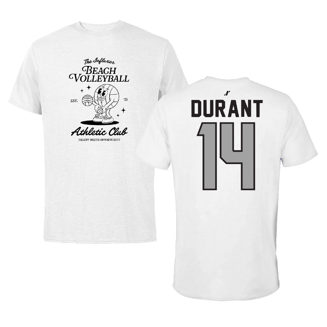 Beach Volleyball White Influxer Athletic Club Tee - #14 Bethanie Durant