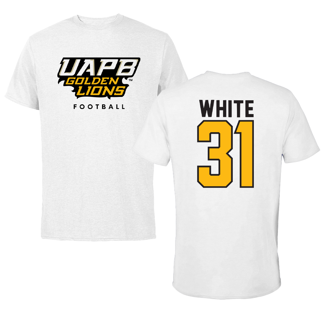 University of Arkansas-Pine Bluff Football White Performance Tee - #31 Jaylen White