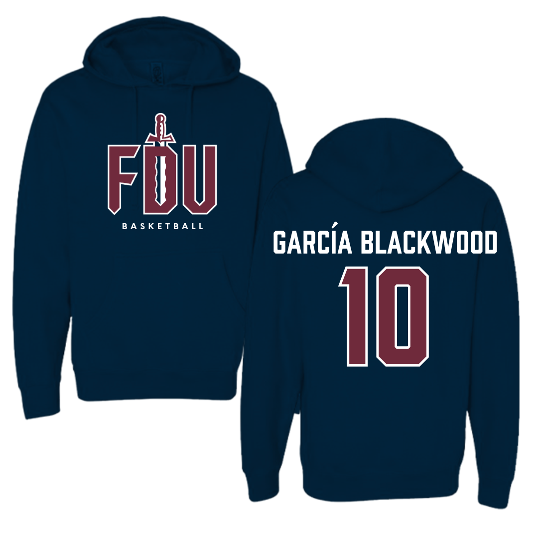 Fairleigh Dickinson University-Metropolitan Campus Basketball Navy Hoodie - #10 Dominique García Blackwood