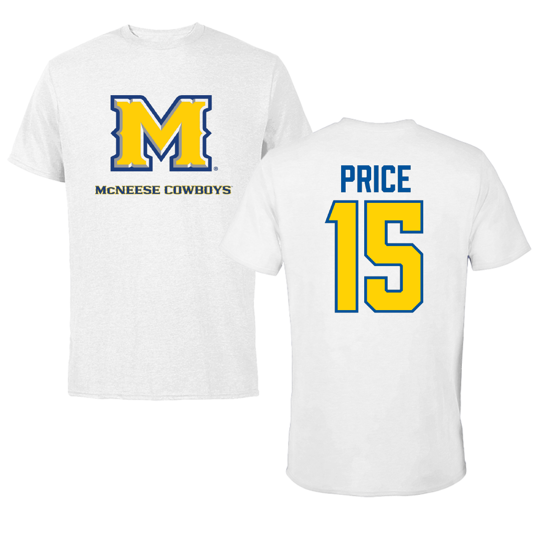 McNeese State University Football White Performance Tee - #15 Maurquel Price