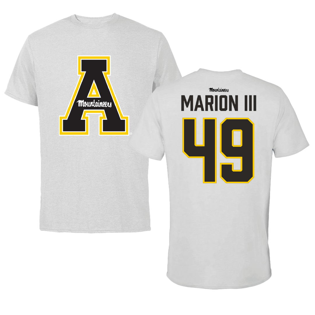 Appalachian State University Football Light Gray Tee - #49 Randy Marion III