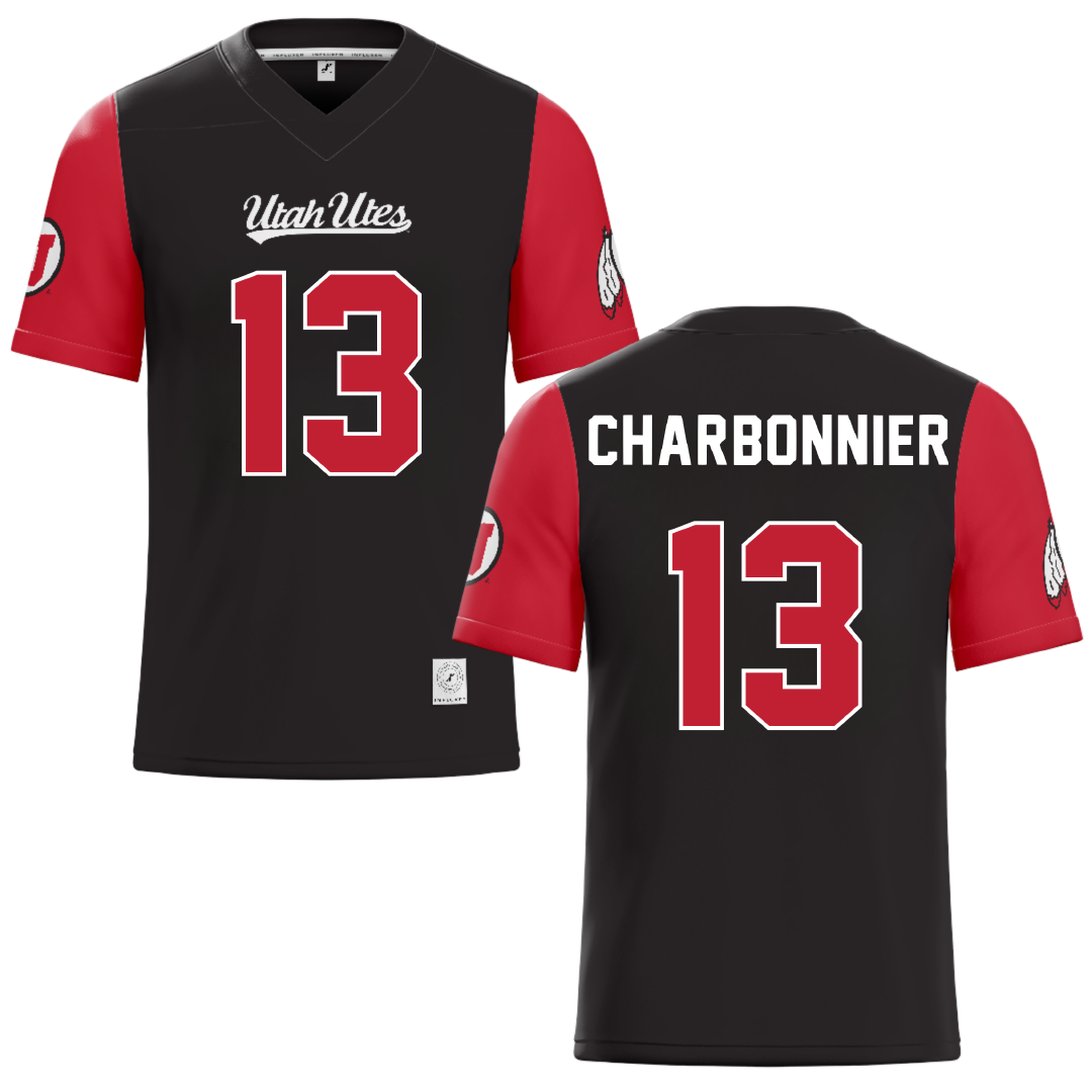 University of Utah Black Lacrosse Jersey - #13 Luc Charbonnier