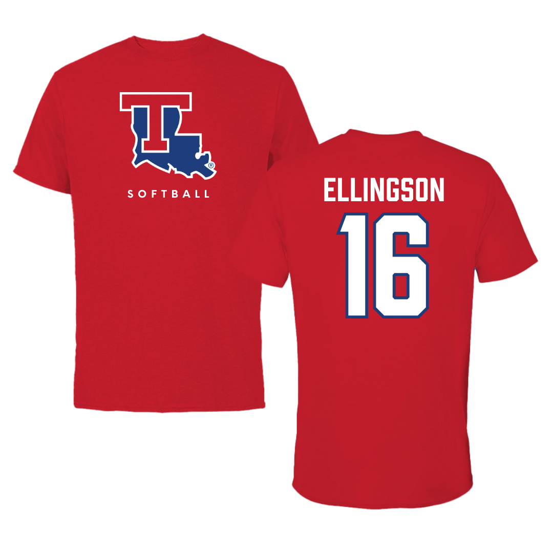 Louisiana Tech University Softball Red Performance Tee - #16 Olivia Ellingson