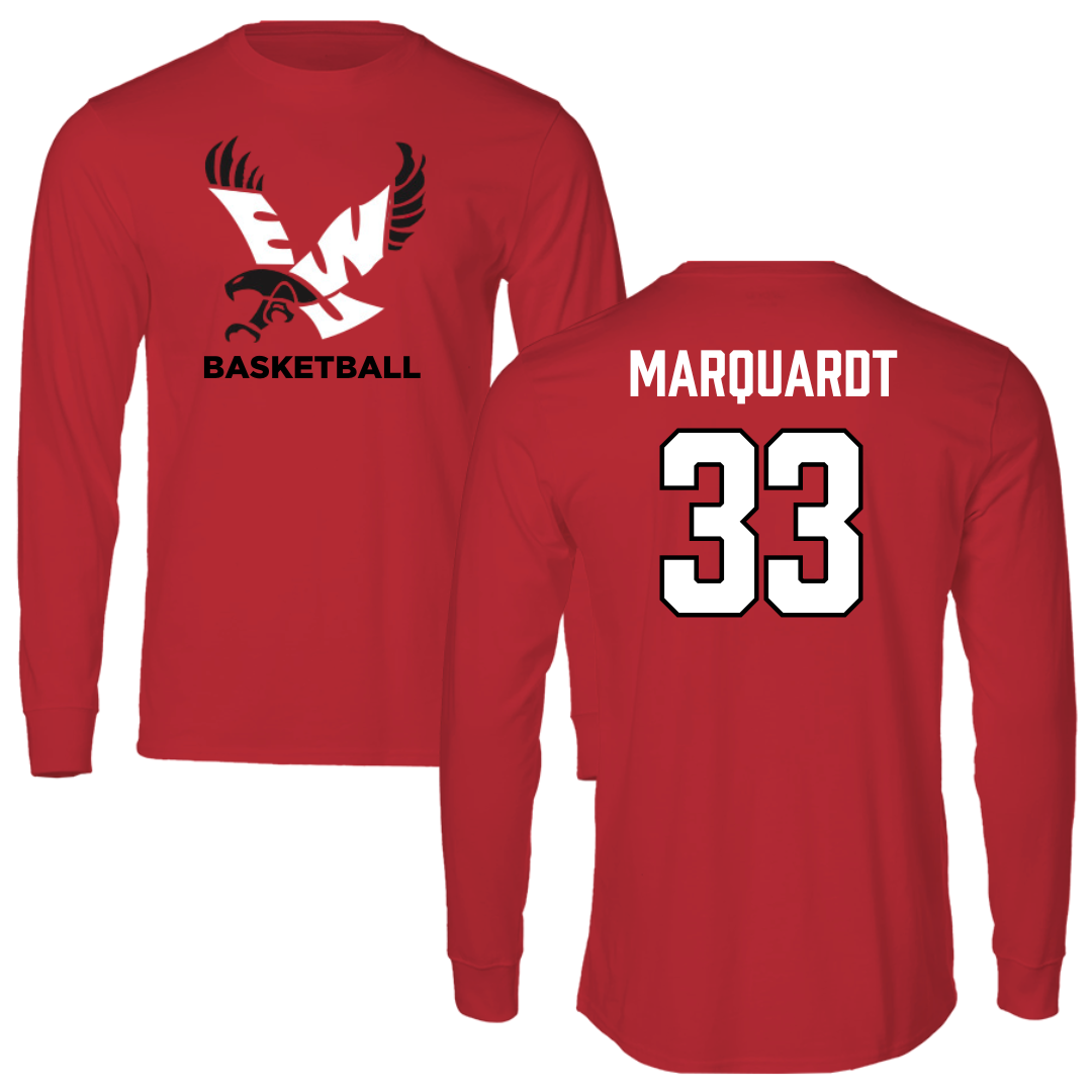 Eastern Washington University Basketball Red EWU Long Sleeve - #33 Emmett Marquardt