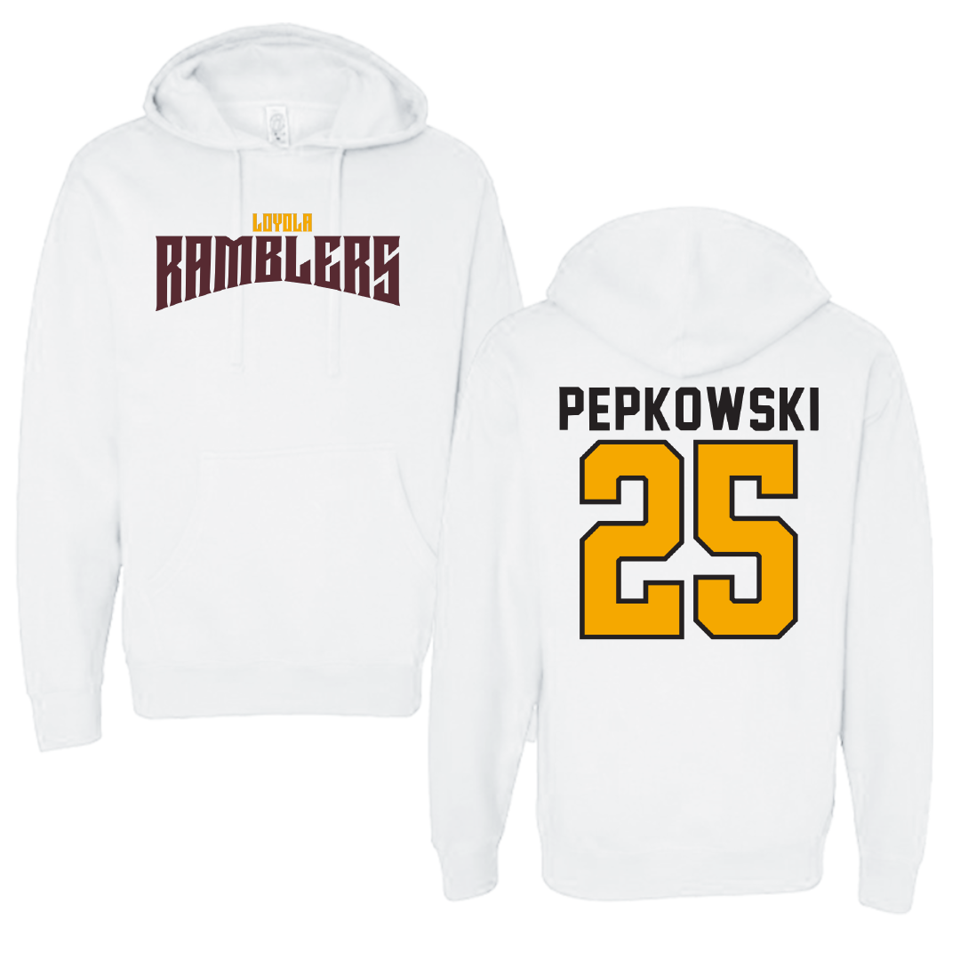 Loyola University-Chicago Softball White Classic Hoodie - #25 Peyton Pepkowski