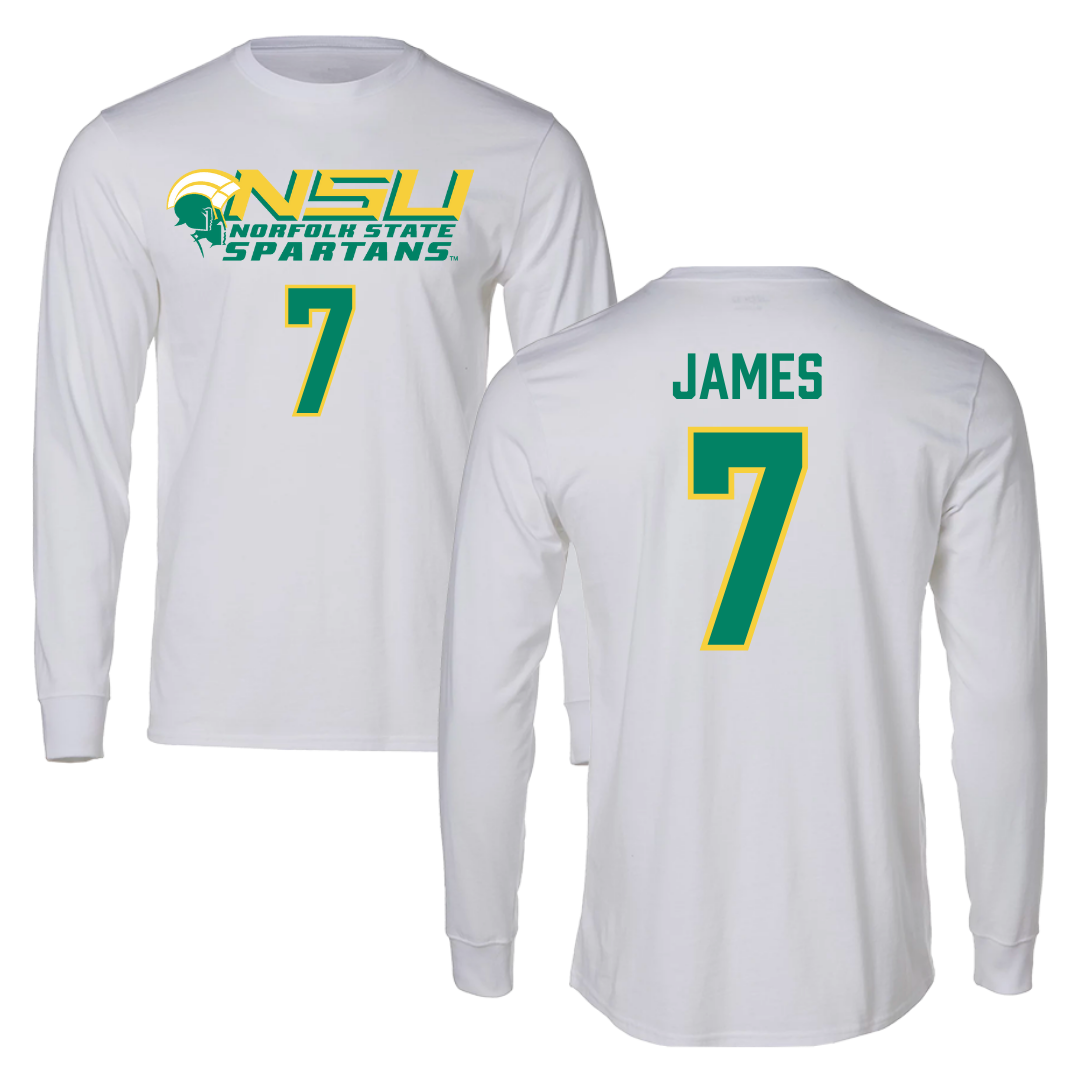Norfolk State University Football White Long Sleeve - #7 Nolan James