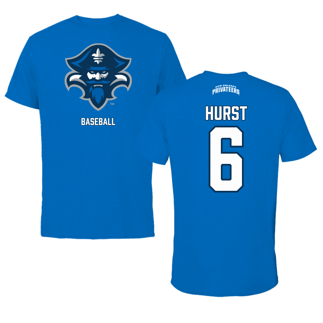 University of New Orleans Baseball Blue Mascot Performance Tee - #6 Dalton Hurst