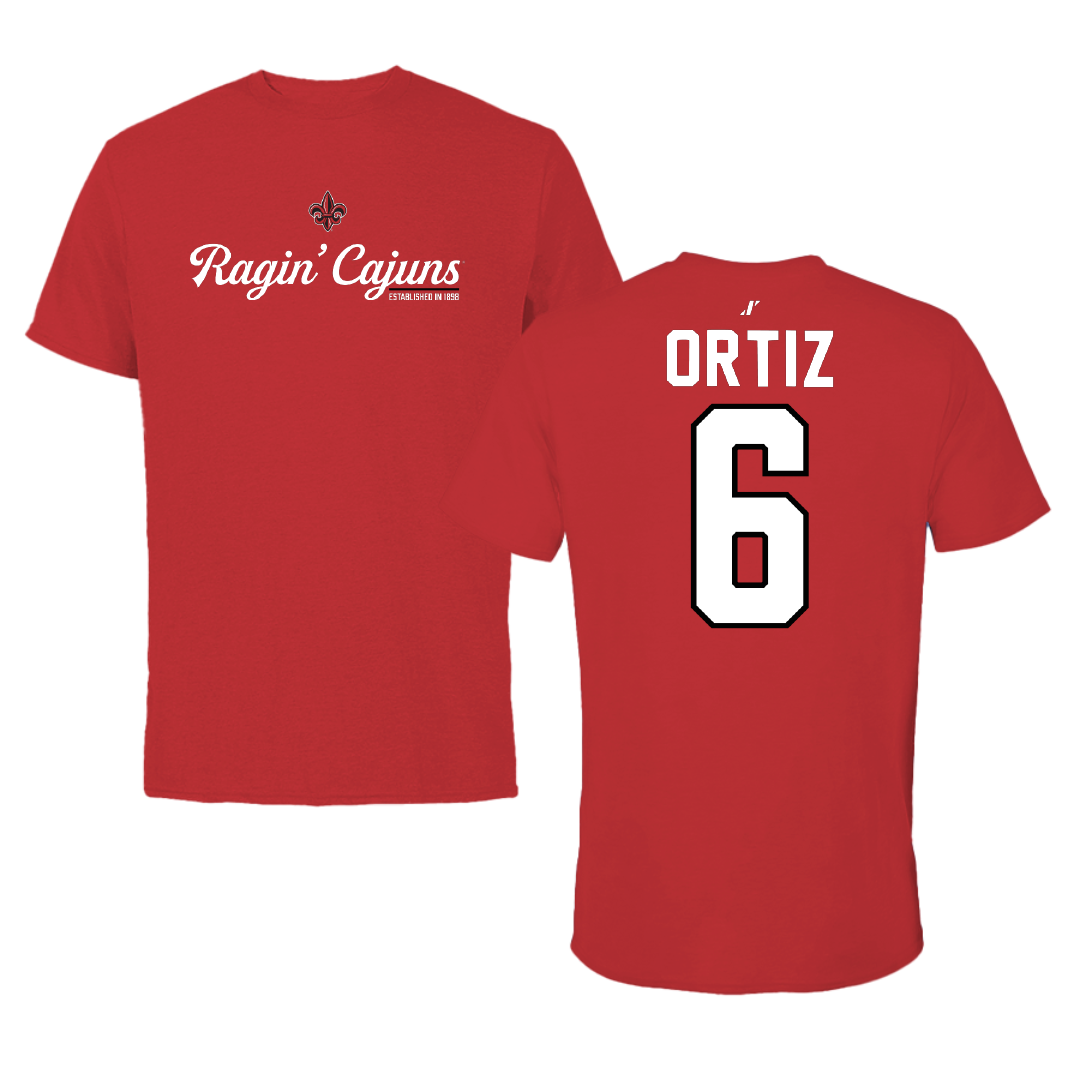 University of Louisiana at Lafayette Soccer Red General Performance Tee - #6 Lucy Ortiz