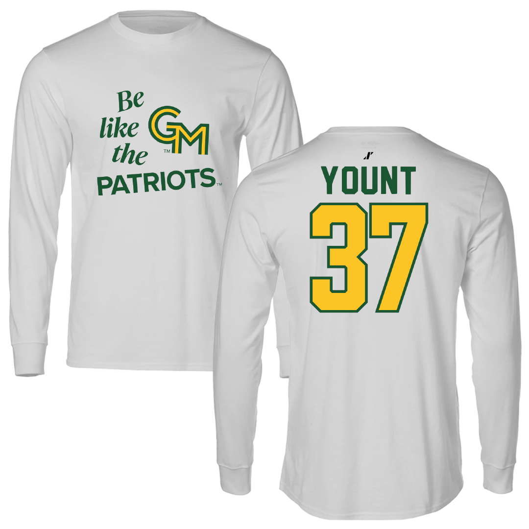 George Mason University Baseball Light Gray Be Like Us Performance Long Sleeve - #37 Britt Yount