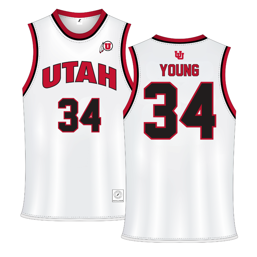 University of Utah White Basketball Jersey - #34 Dasia Young