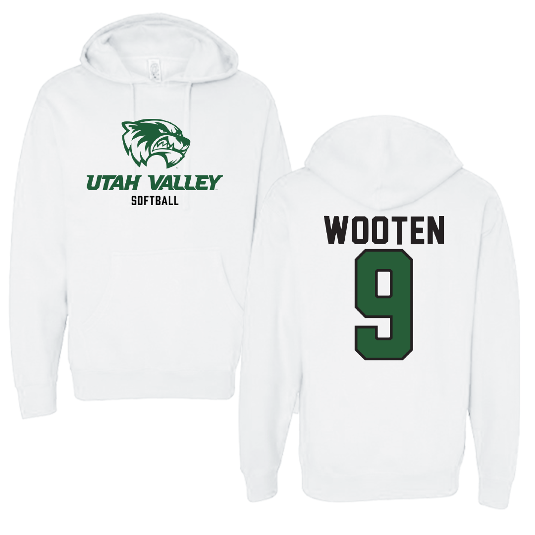 Utah Valley University Softball White Classic Hoodie - #9 Taylor Wooten