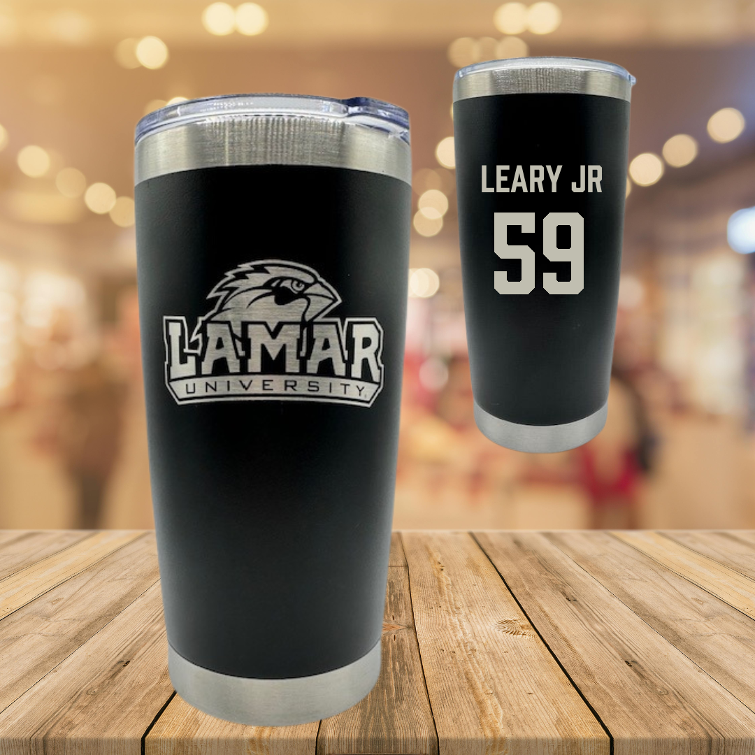 Lamar University Football Black Stainless Steel Tumbler - #59 Lonnie Leary Jr