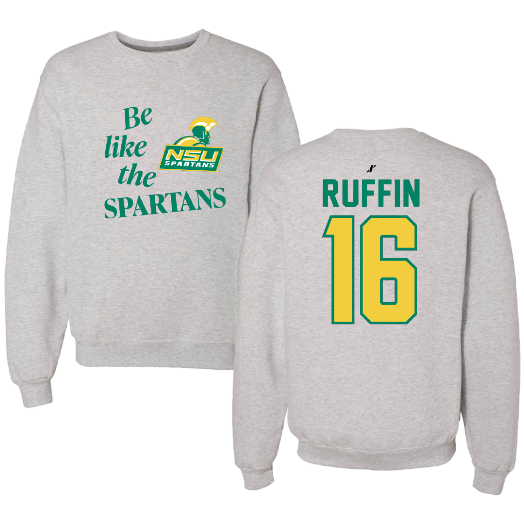 Norfolk State University Football Light Gray Be Like Us Crewneck - #16 Christian Ruffin