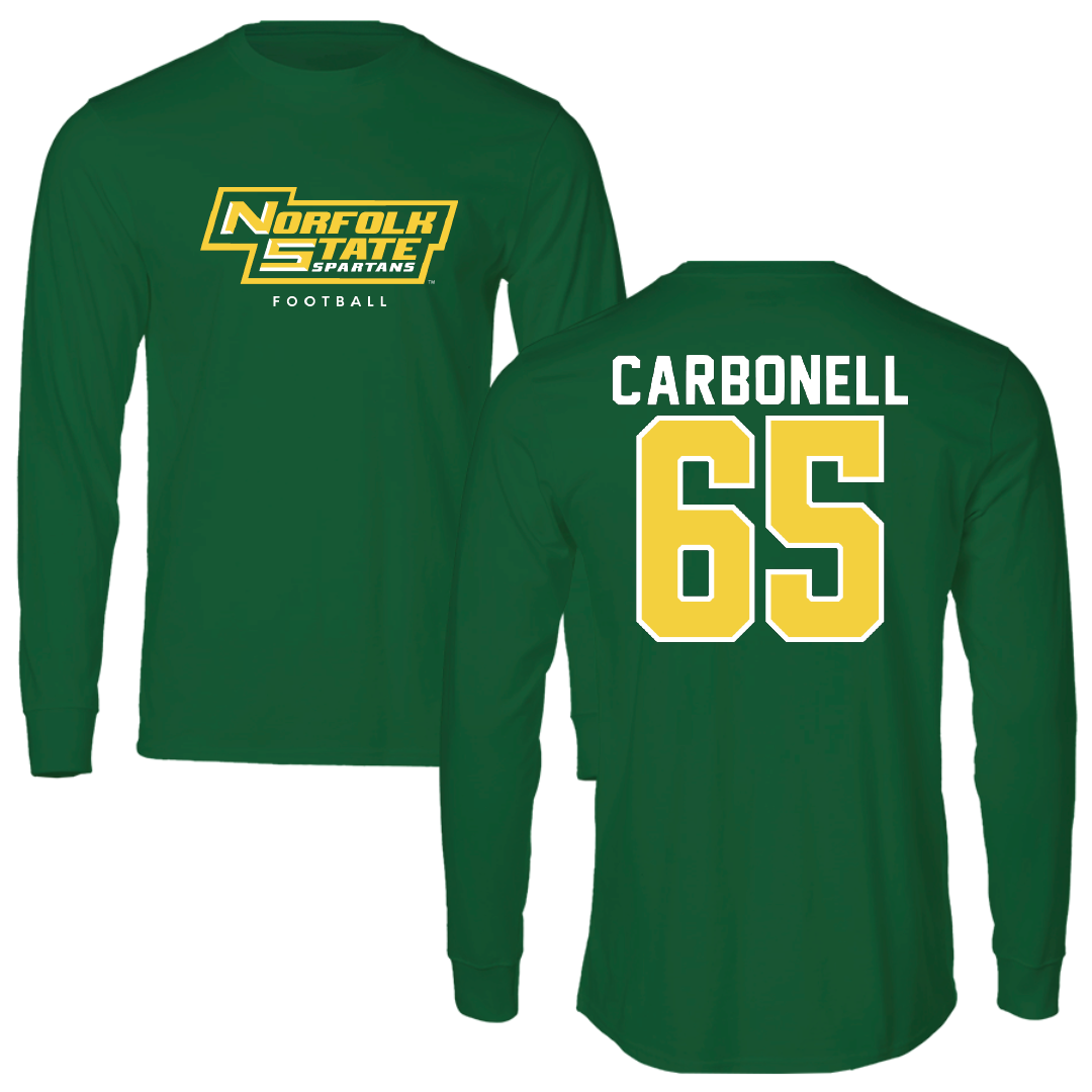 Norfolk State University Football Kelly Green Long Sleeve - #65 Juwuan Carbonell