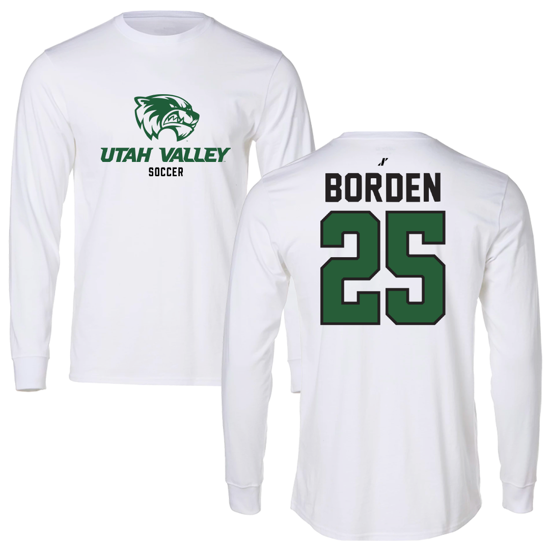 Utah Valley University Soccer White Classic Long Sleeve - #25 Jack Borden