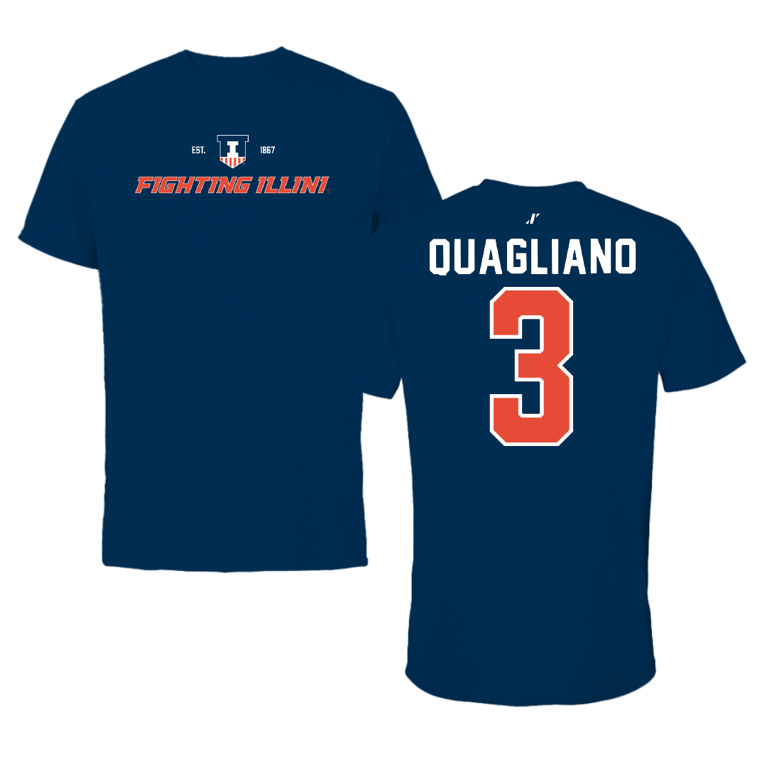 University of Illinois Baseball Navy General Performance Tee - #3 Coltin Quagliano